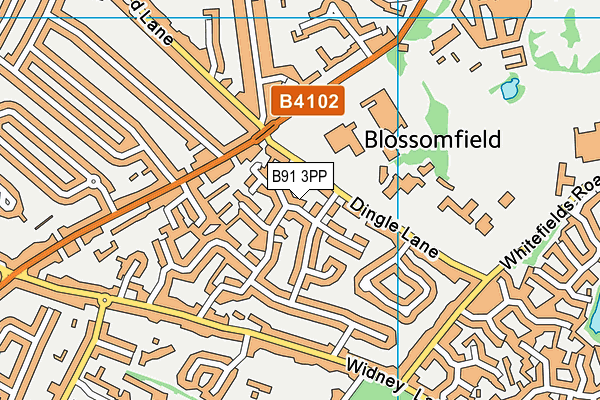 B91 3PP map - OS VectorMap District (Ordnance Survey)