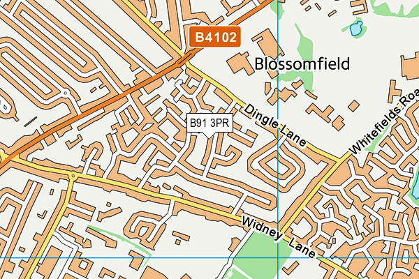 B91 3PR map - OS VectorMap District (Ordnance Survey)