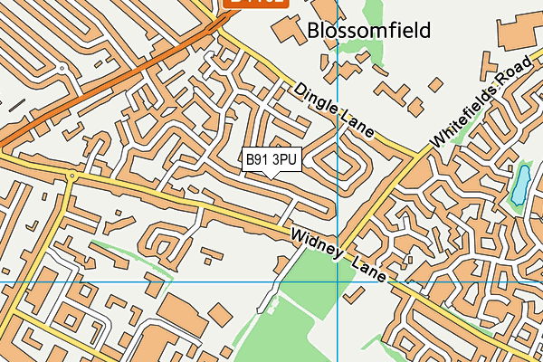 B91 3PU map - OS VectorMap District (Ordnance Survey)