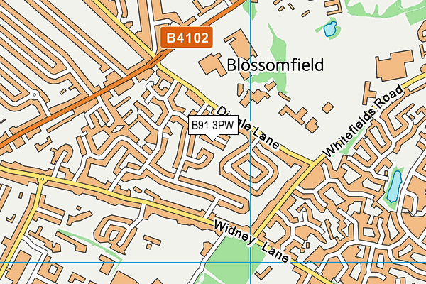 B91 3PW map - OS VectorMap District (Ordnance Survey)