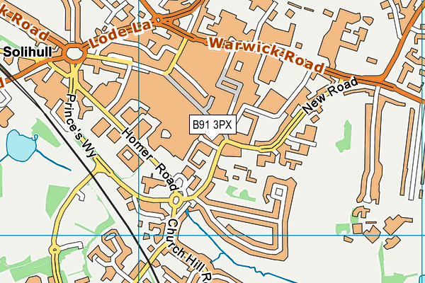 B91 3PX map - OS VectorMap District (Ordnance Survey)