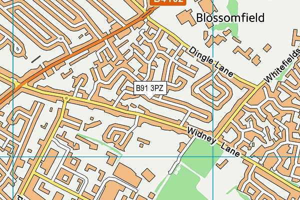 B91 3PZ map - OS VectorMap District (Ordnance Survey)