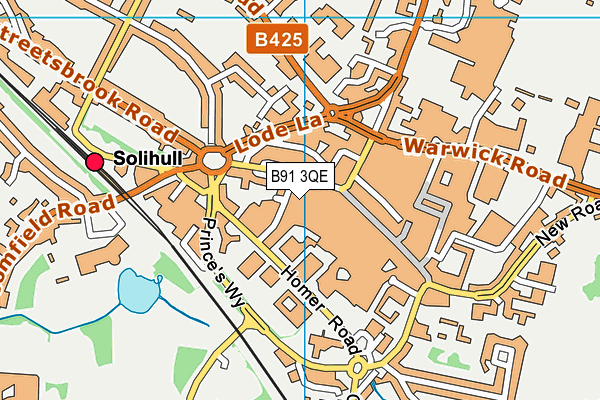 B91 3QE map - OS VectorMap District (Ordnance Survey)