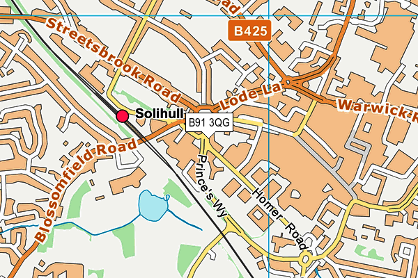 B91 3QG map - OS VectorMap District (Ordnance Survey)