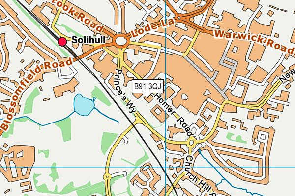 B91 3QJ map - OS VectorMap District (Ordnance Survey)