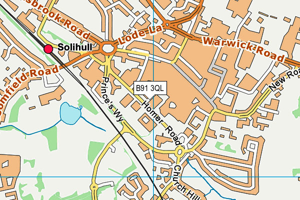 B91 3QL map - OS VectorMap District (Ordnance Survey)