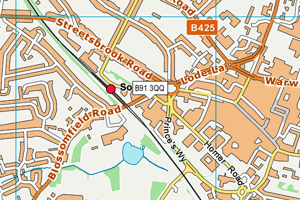 B91 3QQ map - OS VectorMap District (Ordnance Survey)