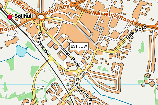 B91 3QW map - OS VectorMap District (Ordnance Survey)