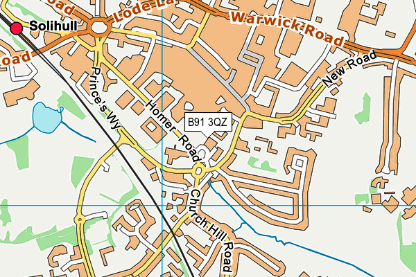 B91 3QZ map - OS VectorMap District (Ordnance Survey)
