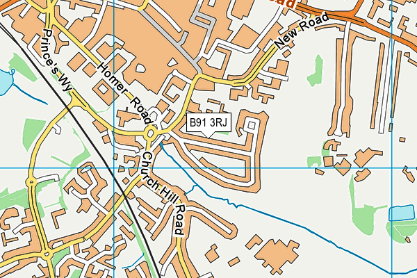 B91 3RJ map - OS VectorMap District (Ordnance Survey)