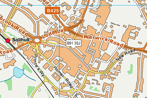 B91 3SJ map - OS VectorMap District (Ordnance Survey)