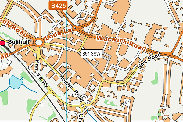 B91 3SW map - OS VectorMap District (Ordnance Survey)