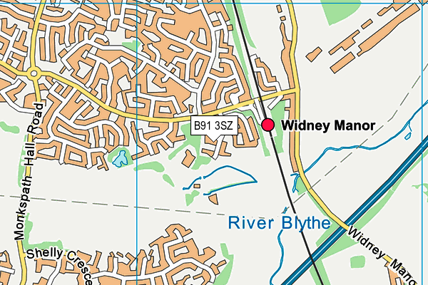 Widney Manor Golf Club map (B91 3SZ) - OS VectorMap District (Ordnance Survey)