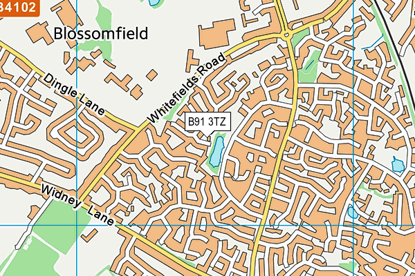 B91 3TZ map - OS VectorMap District (Ordnance Survey)