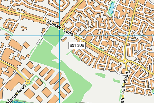 B91 3UB map - OS VectorMap District (Ordnance Survey)