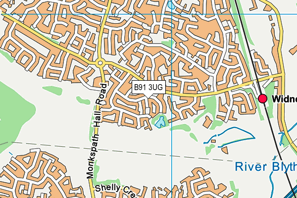 B91 3UG map - OS VectorMap District (Ordnance Survey)