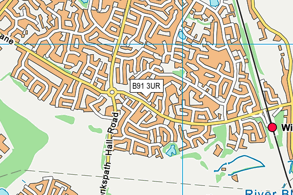 B91 3UR map - OS VectorMap District (Ordnance Survey)