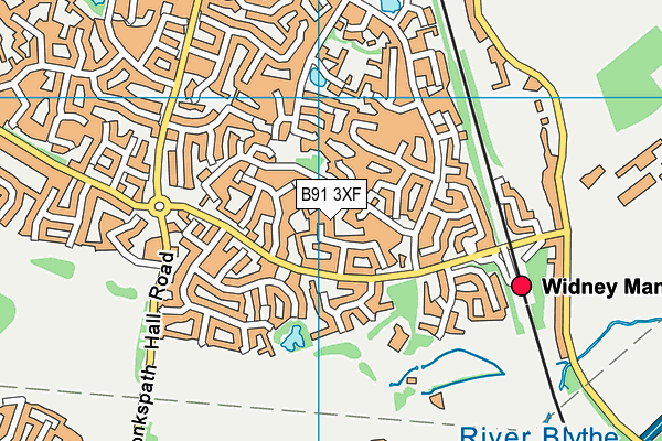 B91 3XF map - OS VectorMap District (Ordnance Survey)