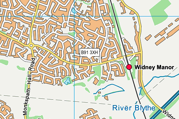 B91 3XH map - OS VectorMap District (Ordnance Survey)