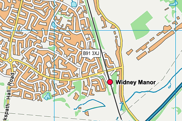 B91 3XJ map - OS VectorMap District (Ordnance Survey)