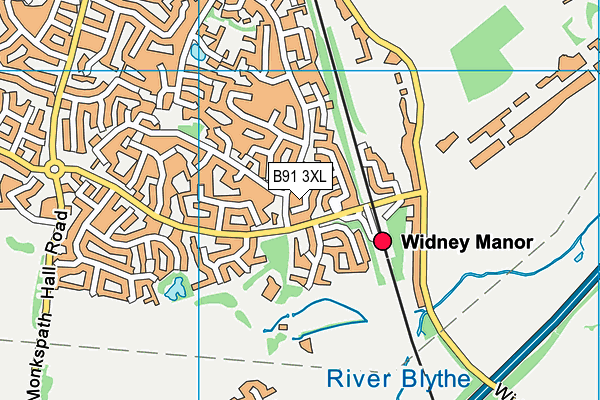 B91 3XL map - OS VectorMap District (Ordnance Survey)