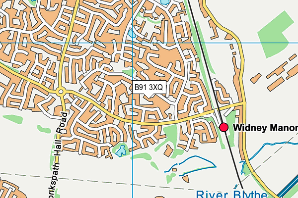 B91 3XQ map - OS VectorMap District (Ordnance Survey)