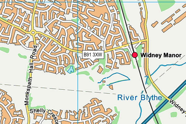 B91 3XW map - OS VectorMap District (Ordnance Survey)