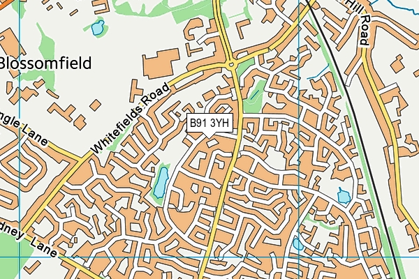 B91 3YH map - OS VectorMap District (Ordnance Survey)