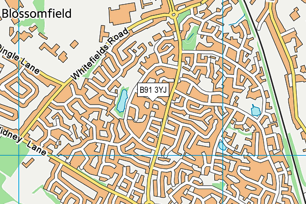 B91 3YJ map - OS VectorMap District (Ordnance Survey)