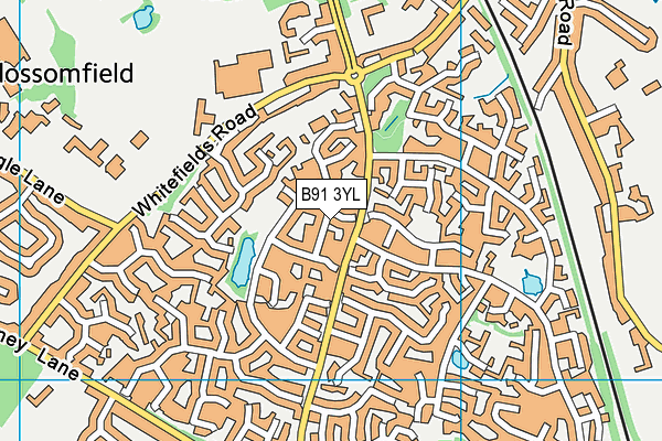 B91 3YL map - OS VectorMap District (Ordnance Survey)