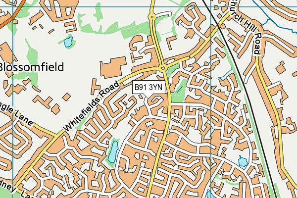B91 3YN map - OS VectorMap District (Ordnance Survey)