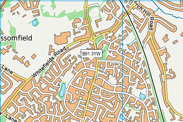 B91 3YW map - OS VectorMap District (Ordnance Survey)
