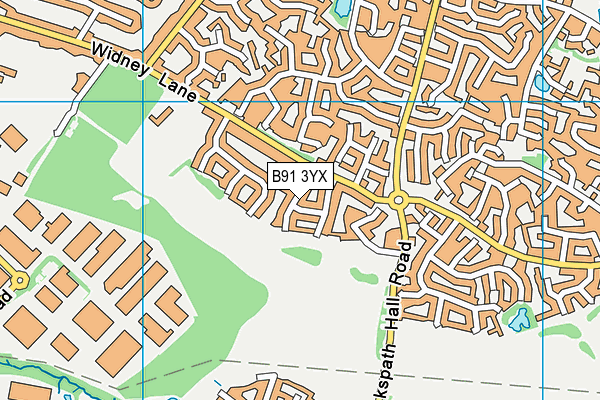 B91 3YX map - OS VectorMap District (Ordnance Survey)