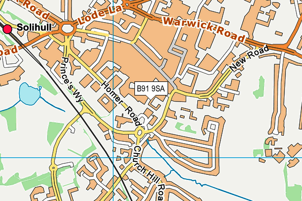 B91 9SA map - OS VectorMap District (Ordnance Survey)