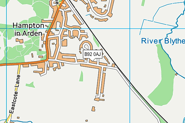 B92 0AJ map - OS VectorMap District (Ordnance Survey)