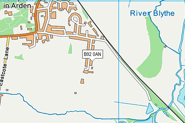 B92 0AN map - OS VectorMap District (Ordnance Survey)