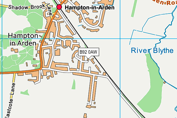 B92 0AW map - OS VectorMap District (Ordnance Survey)