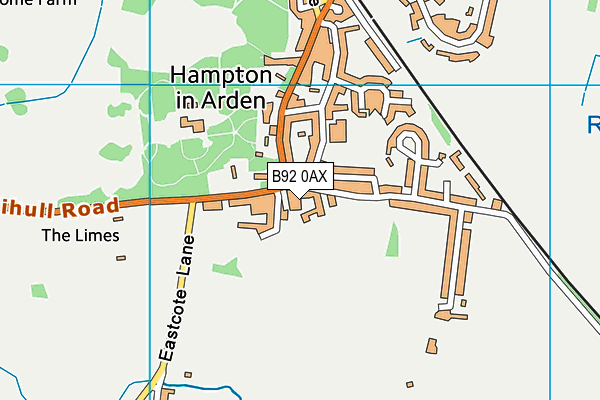 B92 0AX map - OS VectorMap District (Ordnance Survey)
