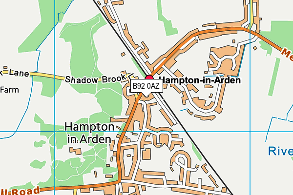 B92 0AZ map - OS VectorMap District (Ordnance Survey)