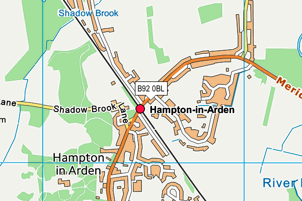 B92 0BL map - OS VectorMap District (Ordnance Survey)