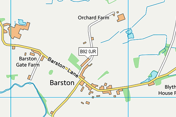 B92 0JR map - OS VectorMap District (Ordnance Survey)