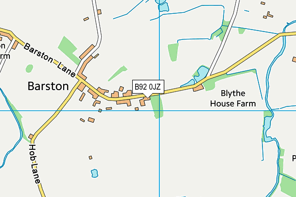 B92 0JZ map - OS VectorMap District (Ordnance Survey)