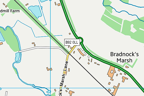 B92 0LL map - OS VectorMap District (Ordnance Survey)