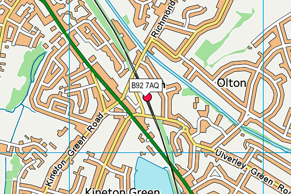 B92 7AQ map - OS VectorMap District (Ordnance Survey)