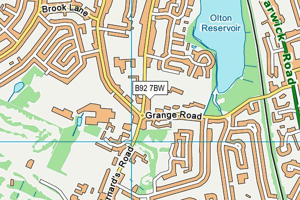 B92 7BW map - OS VectorMap District (Ordnance Survey)
