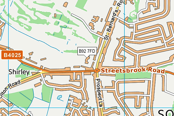 B92 7FD map - OS VectorMap District (Ordnance Survey)