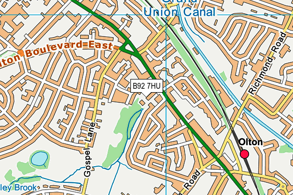 B92 7HU map - OS VectorMap District (Ordnance Survey)
