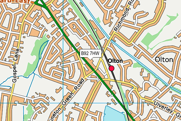 B92 7HW map - OS VectorMap District (Ordnance Survey)
