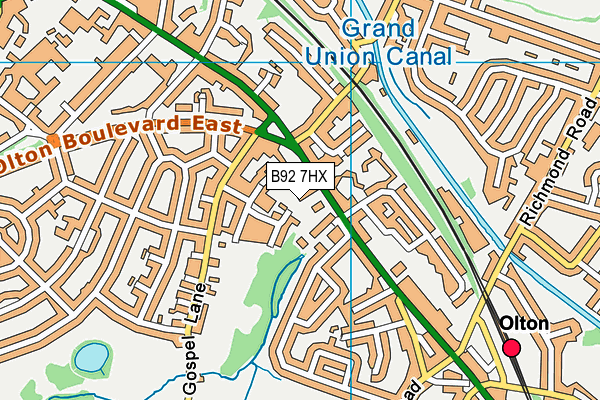 B92 7HX map - OS VectorMap District (Ordnance Survey)