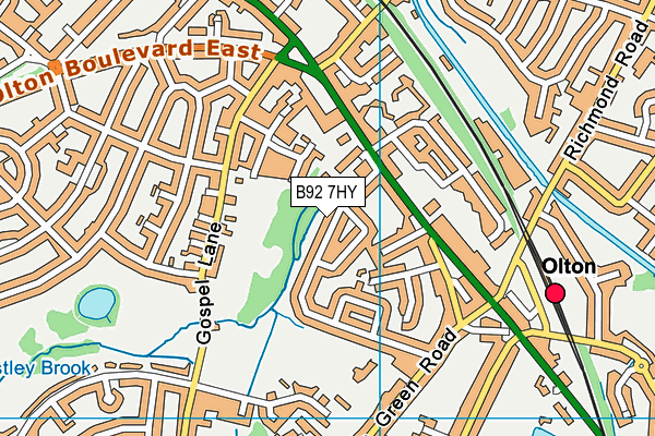 B92 7HY map - OS VectorMap District (Ordnance Survey)
